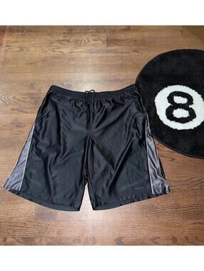 Reebok Black/Silver Satin Shimmer Dazzle Hoop Shorts Mens XL Vintage Y2K 90s